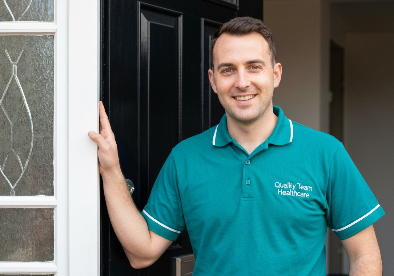 Companion carer and elderly person enjoying time together at home in Kent